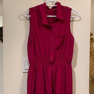 Have Sleeveless Button-Down Midi Dress in Deep Pink